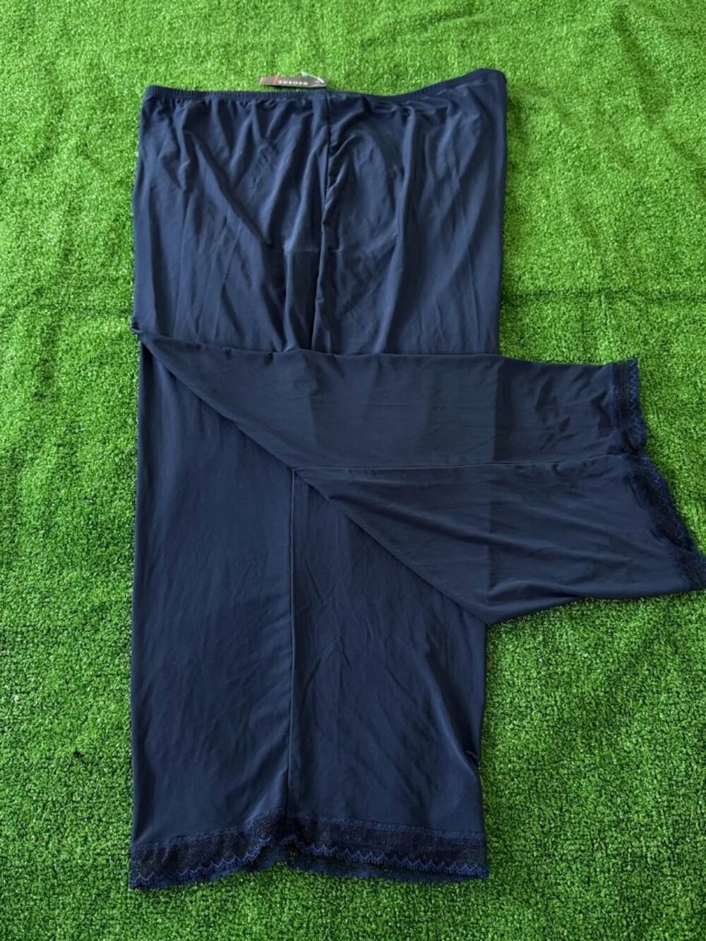 George Women’s Plus 3X Navy Blue Pajama Pants Stretch Poly Satin Wide Leg NWT